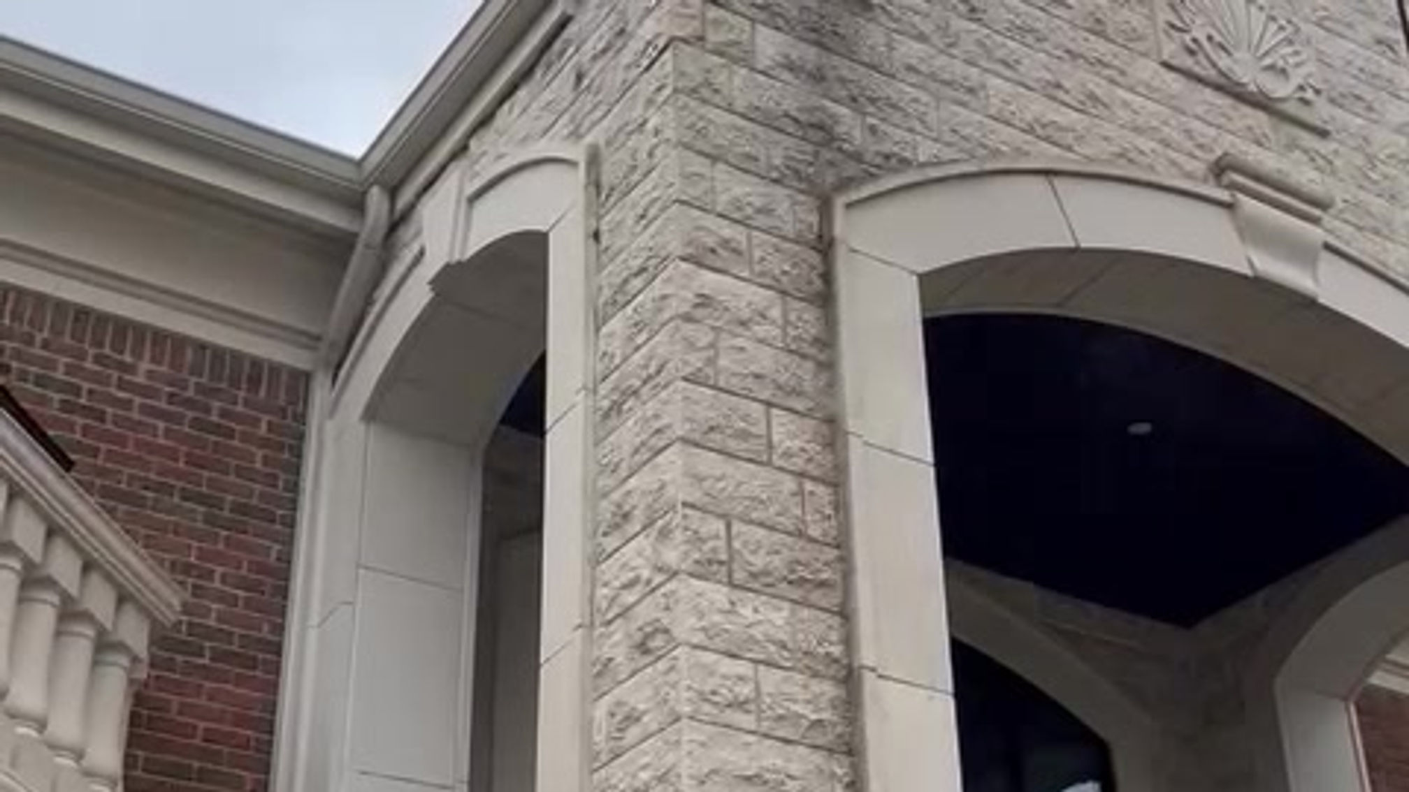 Limestone brick surface restoration and cleaning